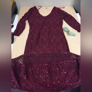 Blu Sage Burgundy Sequin Gown